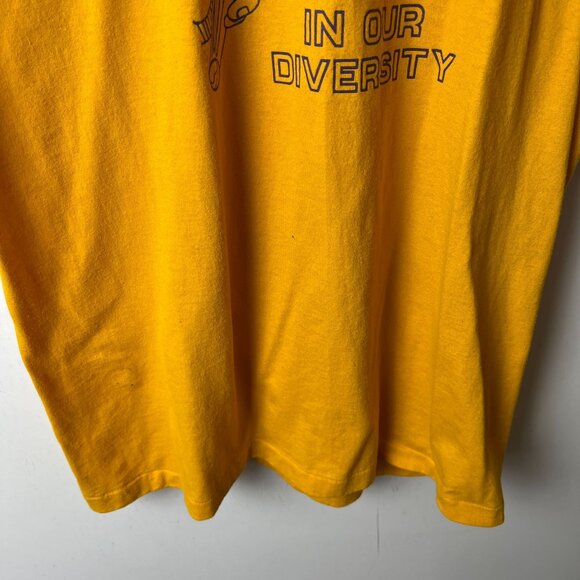 1989 Vintage 80s Unity In Our Diversity JCL T Shirt Adult Yellow Large L USA - Picture 11 of 16